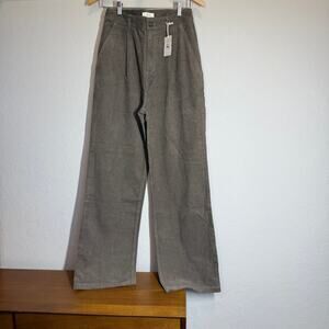 Women's Roark Tan Corduroy Plated Front Wide Leg Cargo Pant Size 27 NEW